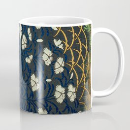 Antique White, Pink and Blue Floral Japanese Silk Print Mug