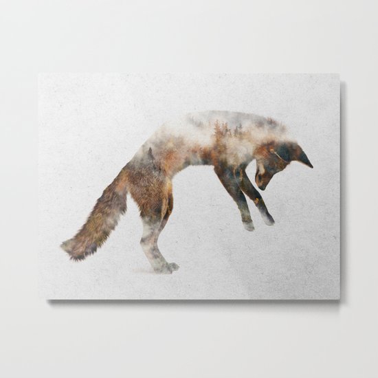 Jumping Fox Metal Print