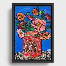 Rex Manning Day Bouquet: Poppy Flowers in Tea Tin Painting Empire Records Nineties Nostalgia Framed Canvas