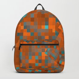 geometric pixel square pattern abstract background in orange blue Backpack