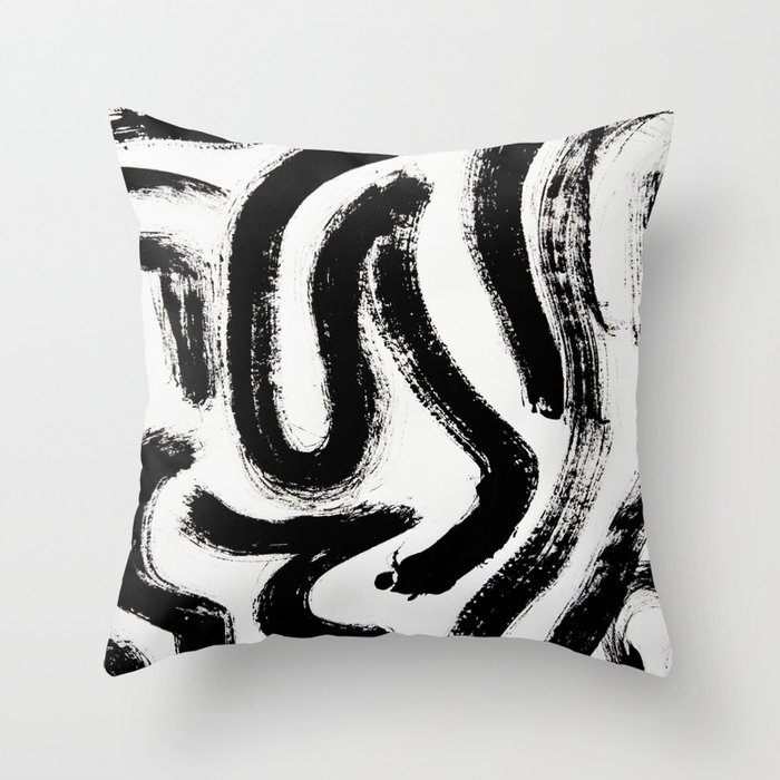 Black and White Abstract Pattern 1: A minimal black and white pattern by Alyssa Hamilton Art Throw Pillow