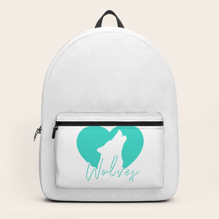 Cute Howling Wolf Spirit Animal Heart Love Wolves Gift Backpack By Mintedfresh