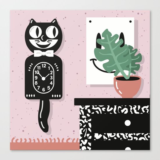 Cat Clock Canvas Print