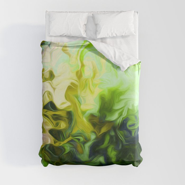 Surreal Smoke Abstract In Hreen Duvet Cover