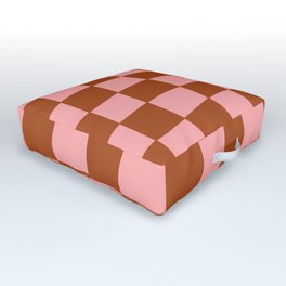 Hand Drawn Checkerboard Pattern (burnt orange/pink) Outdoor Floor Cushion