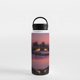 Lefkada Marina Bridge at sunset Water Bottle