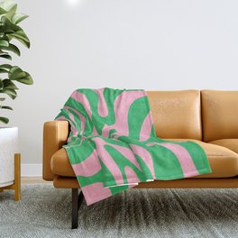 Pink and Spring Green Modern Liquid Swirl Abstract Pattern Throw Blanket