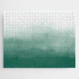 Ombre Paint Color Wash (emerald green/white) Jigsaw Puzzle