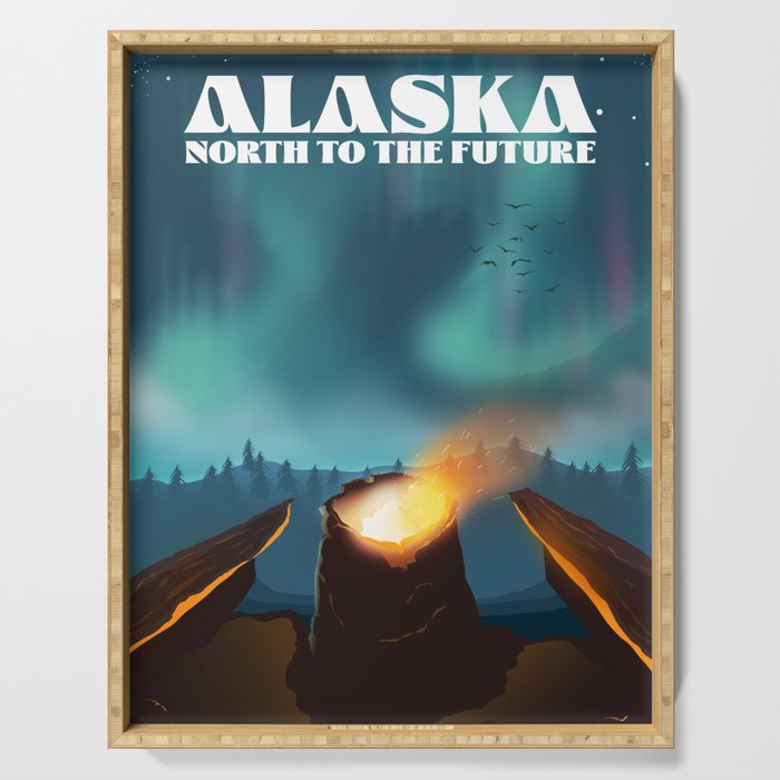 Alaska North to the future travel poster. Serving Tray