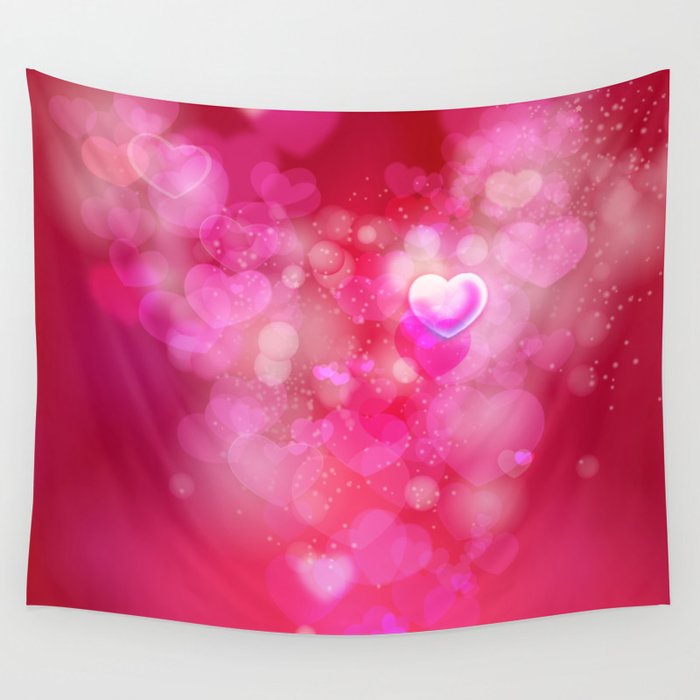 Pink heart Wall Tapestry