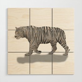 digital painting of a white tiger walking Wood Wall Art