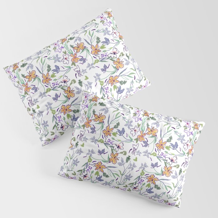 Simple Flowers on White Background Pillow Sham