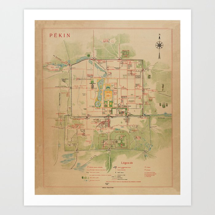 Map Of Peking 1900 Art Print By Vintage Maps Prints Society6   Map Of Peking 1900 9bt Prints 