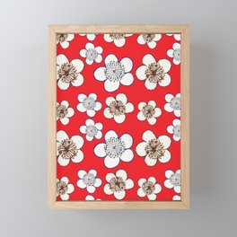Japanese Kamon Collection Red Flower Pattern Framed Mini Art Print