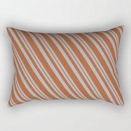 [ Thumbnail: Dark Gray and Sienna Colored Stripes Pattern Rectangular Pillow ]