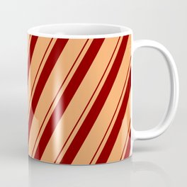 [ Thumbnail: Brown & Maroon Colored Lined Pattern Coffee Mug ]