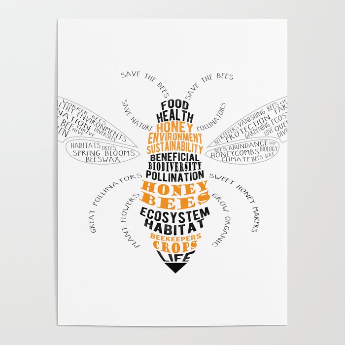 Honey Bee Word Cloud Poster