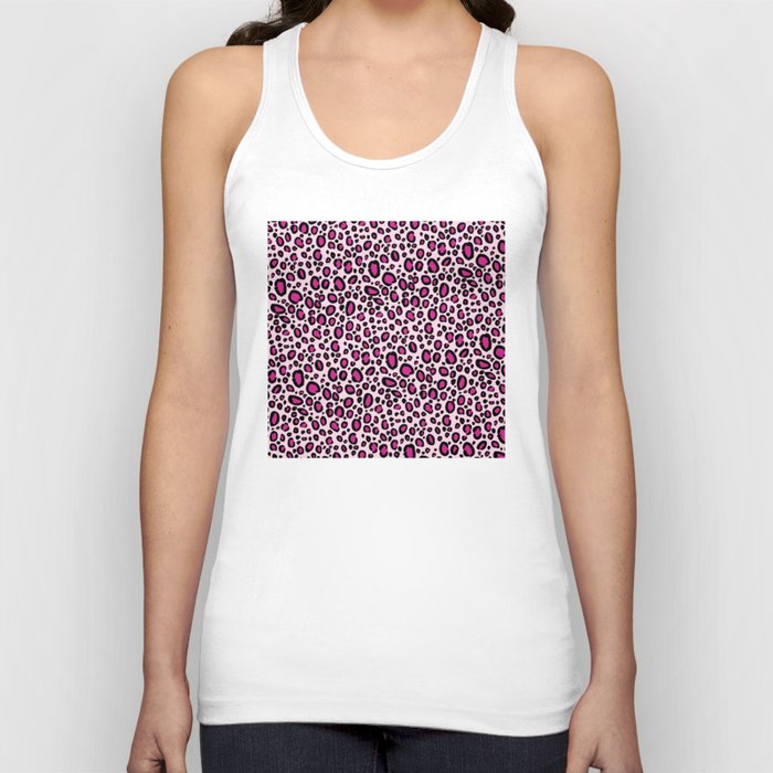 Pink Leopard Skin Spots Print Wild Animals Pattern Tank Top