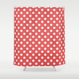 Red And White Pois Polka Dots Pattern Shower Curtain