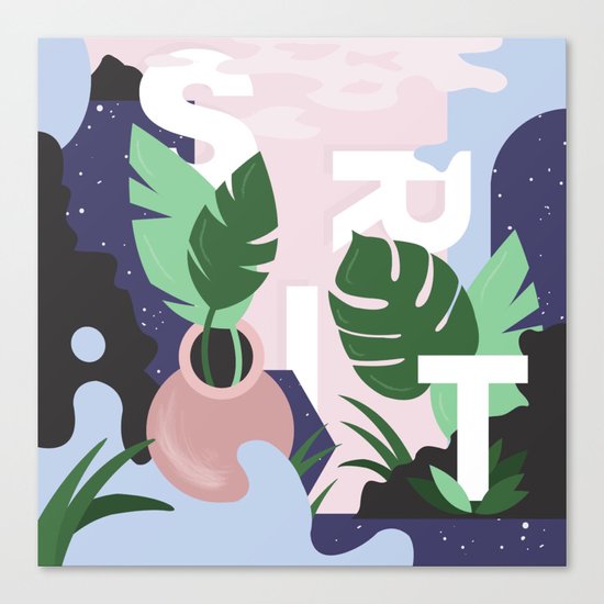 Ferns and Letters Canvas Print
