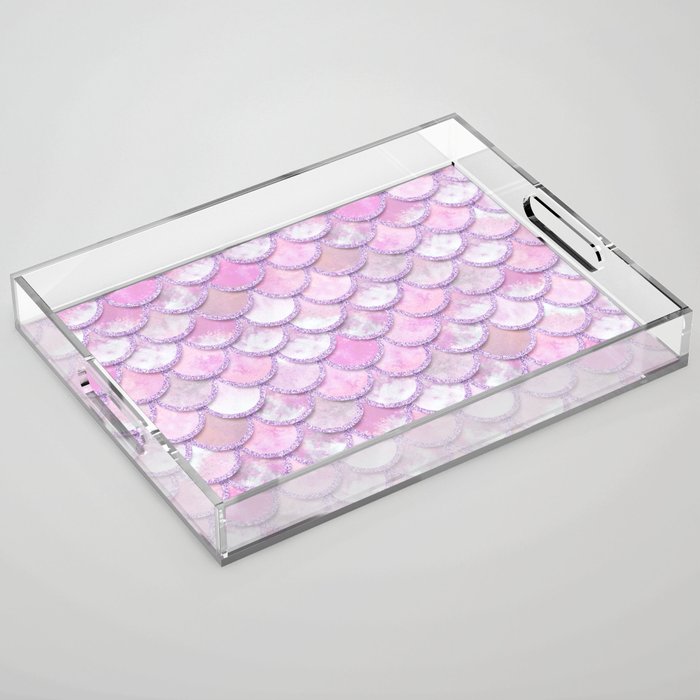 Baby Mermaid Scales Rose Pink Acrylic Tray