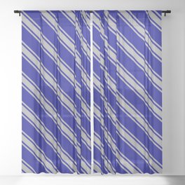 [ Thumbnail: Dark Blue and Dark Gray Colored Lined Pattern Sheer Curtain ]
