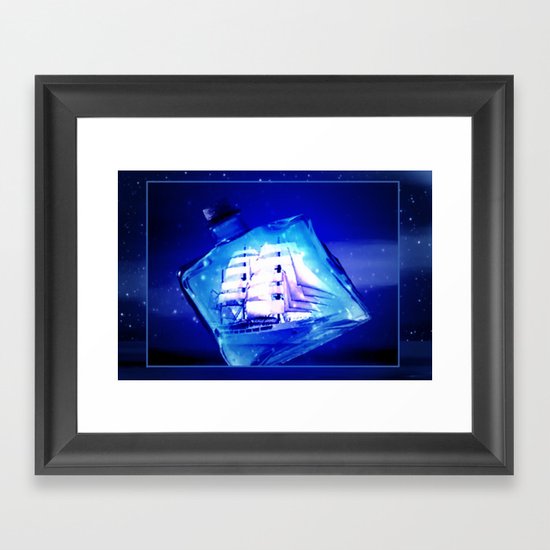 Ship in a bottle. Framed Art Print
