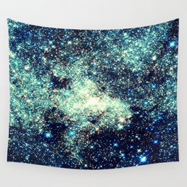 gAlAxY Stars Teal Turquoise Blue Wall Tapestry