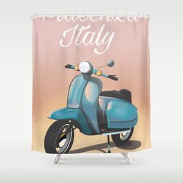 Piacenza Italy scooter vacation print. Shower Curtain
