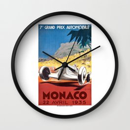 1935 Monaco Grand Prix Race Poster  Wall Clock