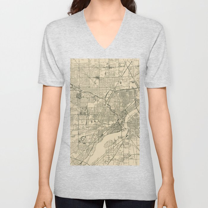 Toledo USA - Vintage City Map V Neck T Shirt