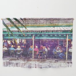 Coffee and Beignets in New Orleans Watercolor Wall Hanging