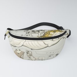 Vintage Astronomy Chart Monoceros, Canis Minor and the Atelier   Fanny Pack