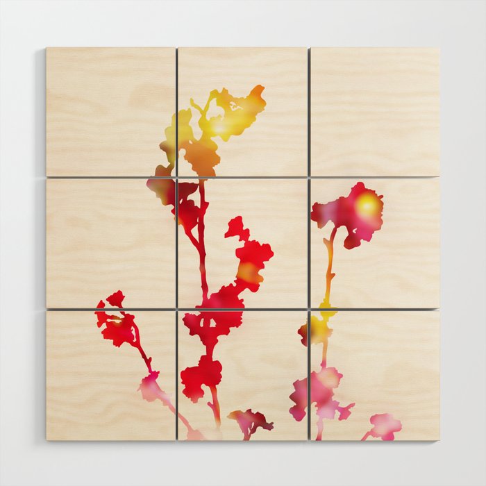 Florescence Red Wood Wall Art