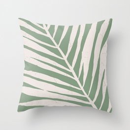 Abstract Palm Tree Leaf on Green Background Throw Pillow