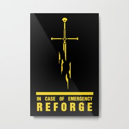 In case of emergency reforge Metal Print | Yellow, Emergency, Sword, Heir, Vector, Numenor, Weaponry, Battle, Figurative, Graphicdesign 