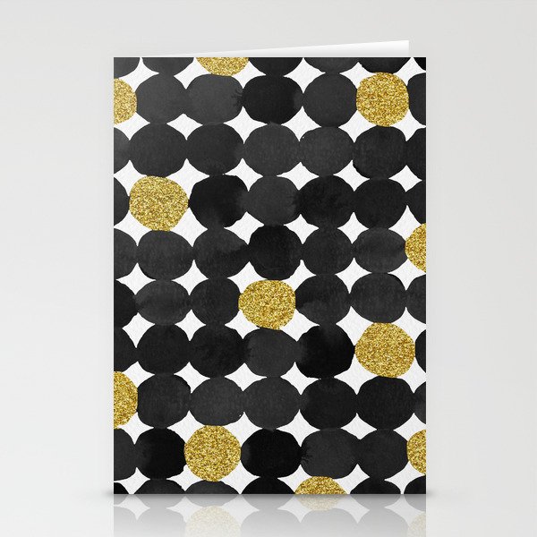 Dots pattern - black and gold Stationery Cards