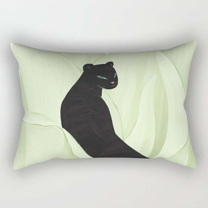 Black Panther in Sansevieria Rectangular Pillow