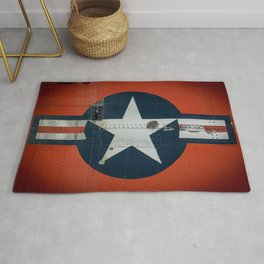 Aircraft Roundel US Air Force Insignia on Orange Airframe Area & Throw Rug