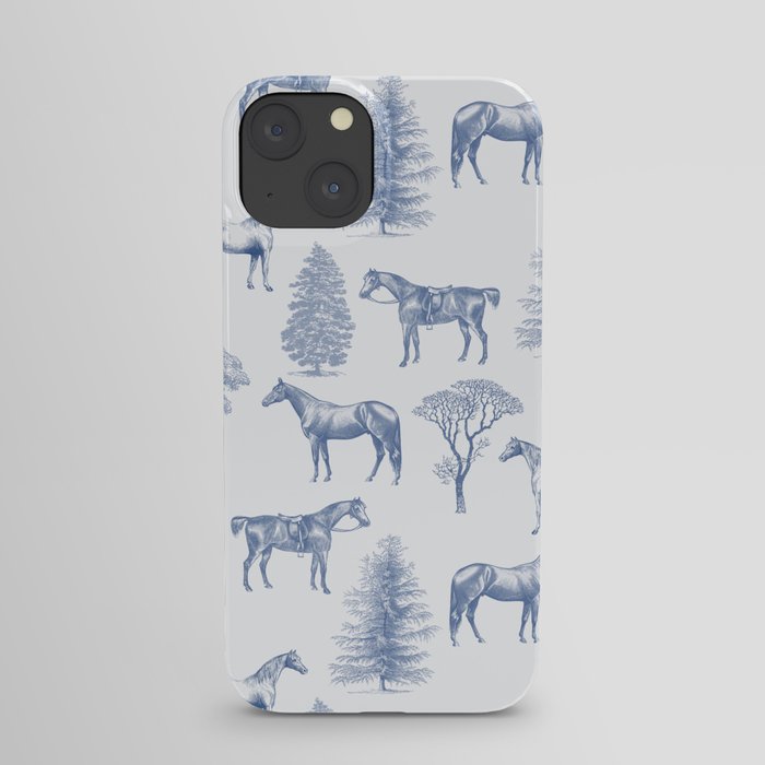 HORSES & TREES Blue pattern  iPhone Case