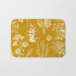 Yellow Mustard Vintage Floral Bath Mat