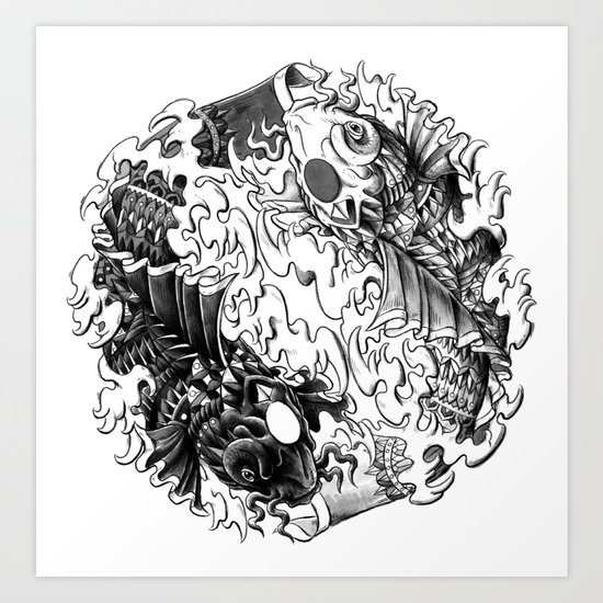 Yin Yang Koi Art Print