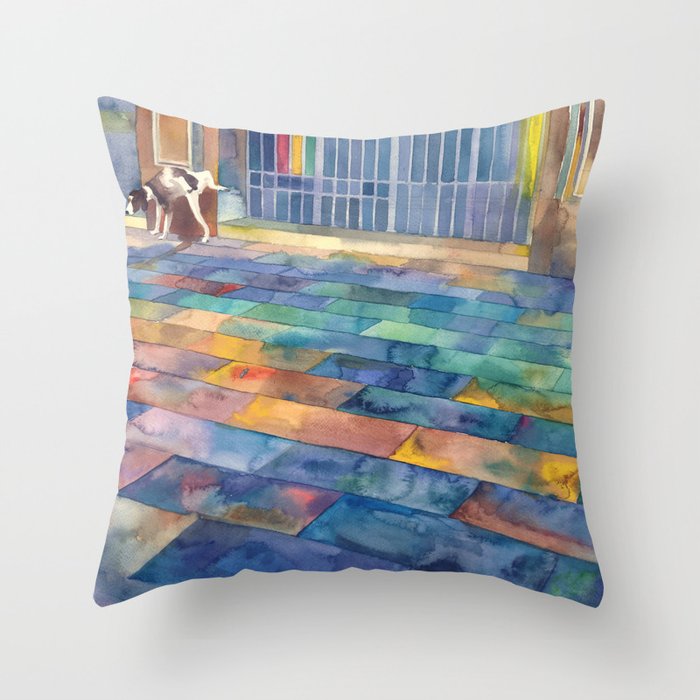 Dog and the city Throw Pillow