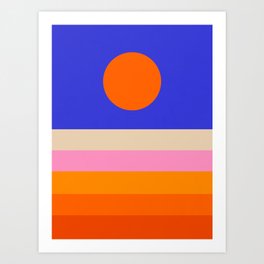 Abstract Mid-day Sunscape in blue and orange 1/3 Art Print
