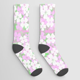 Retro Desert Flowers Pink on Pink Socks