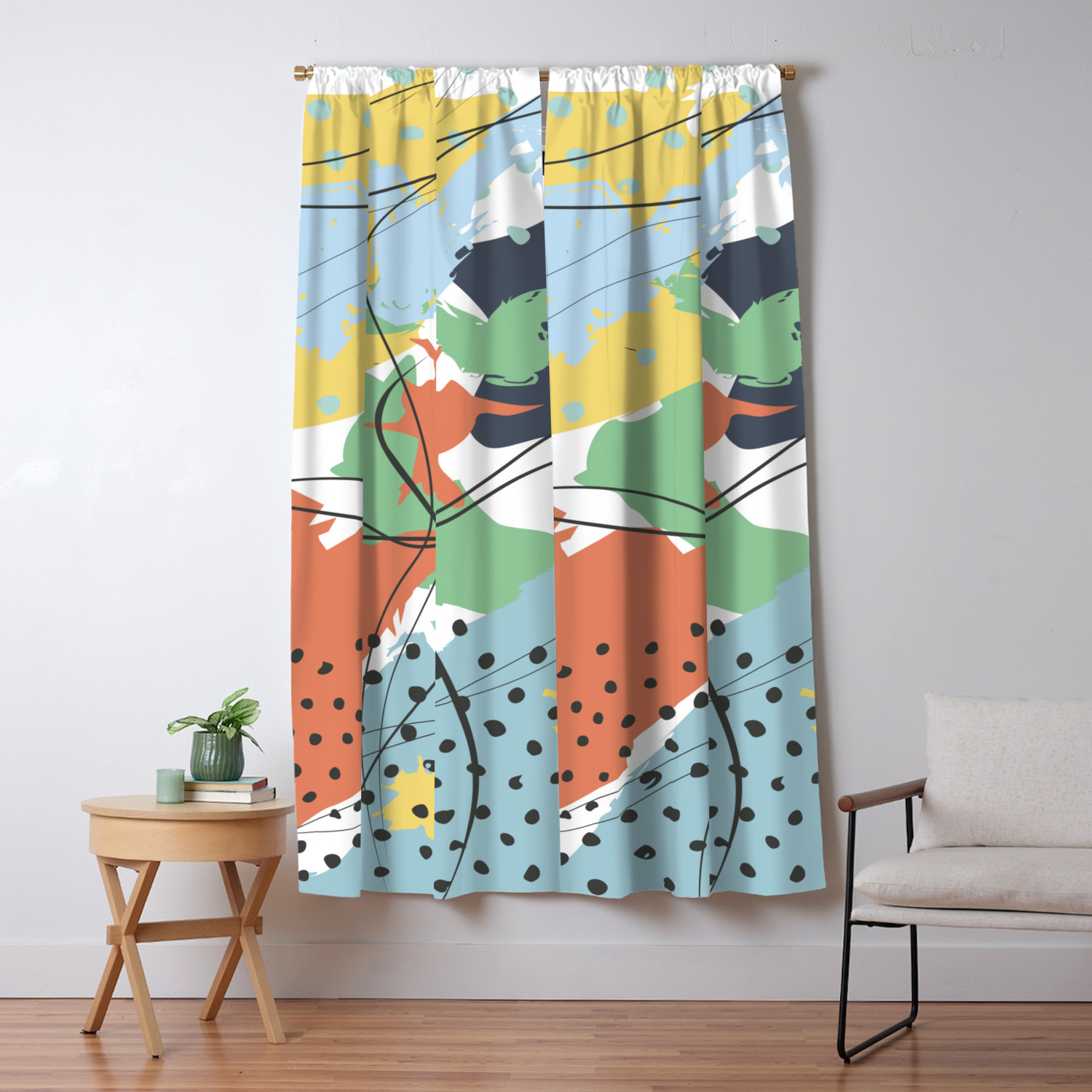 Blue Yellow Mint Decorative Abstract Painting 1 Colour Symphony