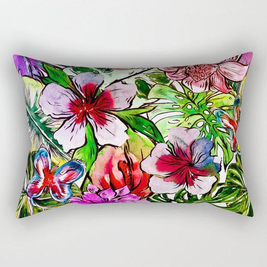 Tropical Flower Hibiscus Garden Rectangular Pillow