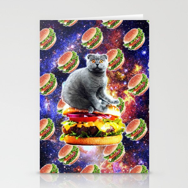 Hamburger Astro Cat On Burger Stationery Cards