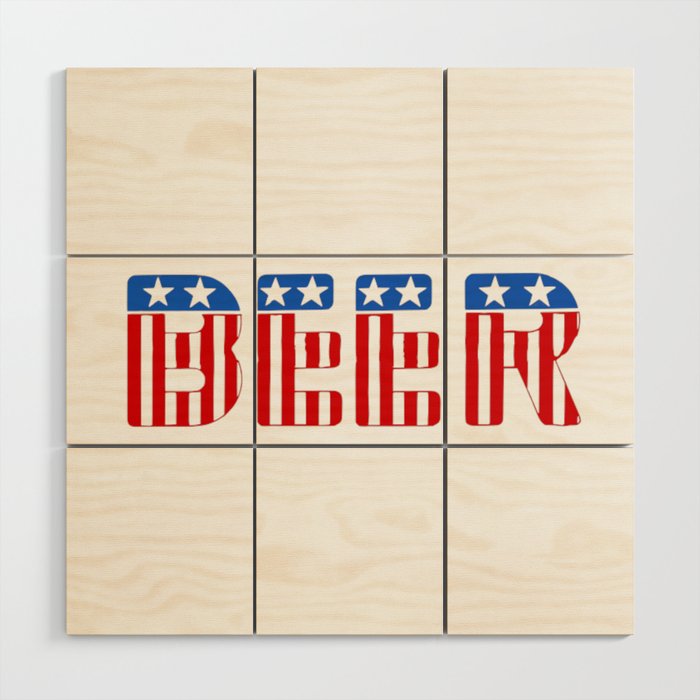 Usa Beer Text Stars And Stripes beer Wood Wall Art
