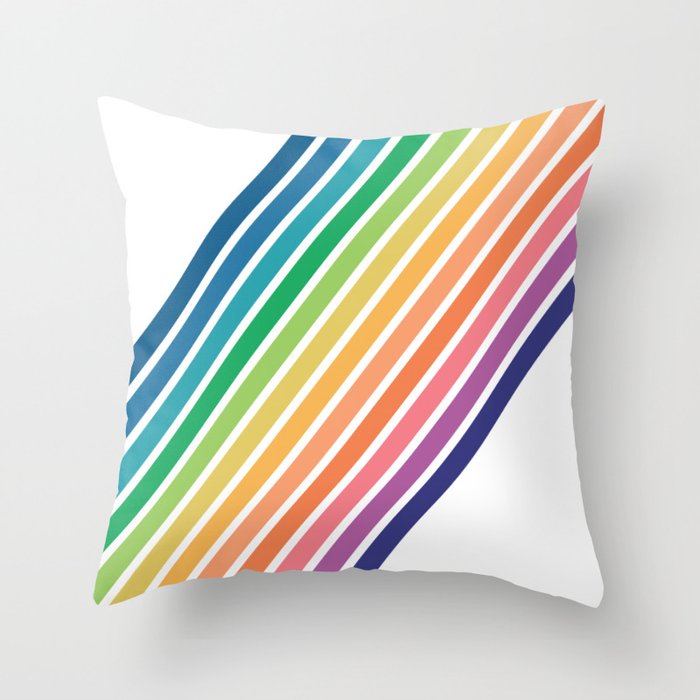 Rainbow diagonal stripes Throw Pillow